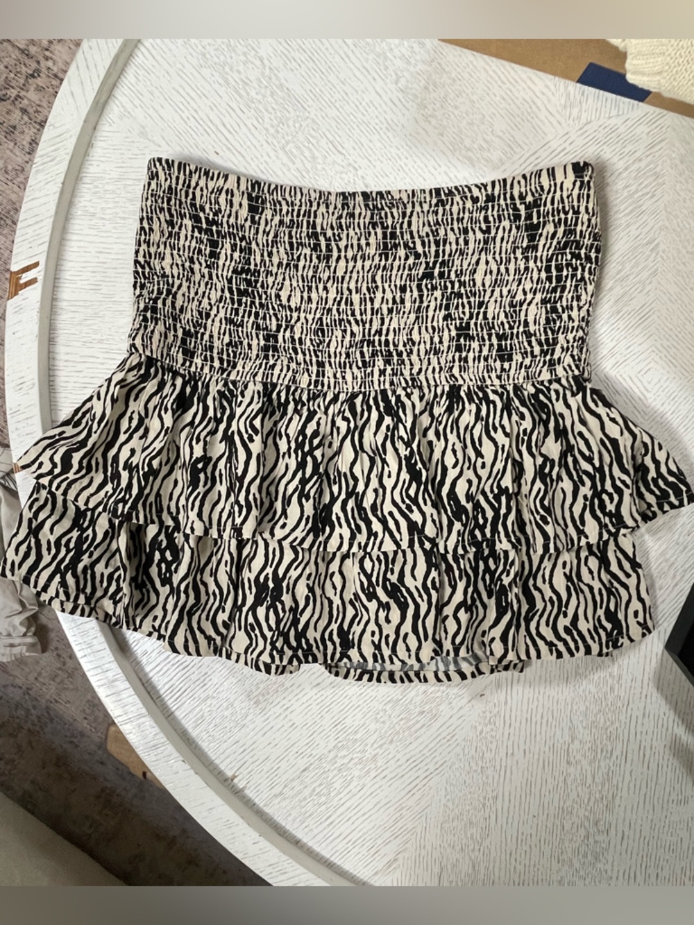H&M Black and Cream Zebra Print Mini Skirt
